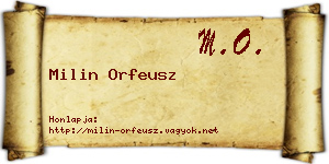 Milin Orfeusz névjegykártya